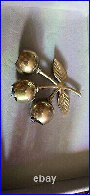 RARE Vintage cherry bunch solid brass cherry bells, small table bell estate #1