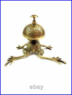 R. T Antique Brass Frog Style Desk Bell Nautical Hotel Counter Reception Calling