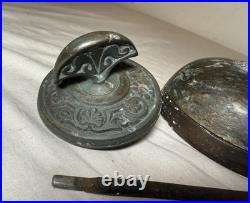 Rare Antique 1891 19th century Art Deco mechanical front turn door bell bronze