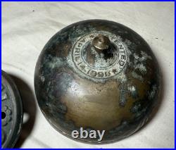 Rare Antique 1891 19th century Art Deco mechanical front turn door bell bronze