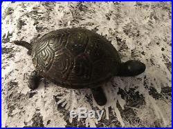 Rare Antique Brass Tortoise Clockwork Shop Desk bell. Fab Patina. Working Order