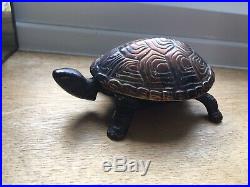 Rare Antique Brass Tortoise Clockwork Shop Desk bell. Fab Patina. Working Order