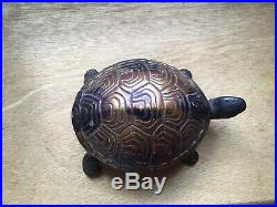 Rare Antique Brass Tortoise Clockwork Shop Desk bell. Fab Patina. Working Order