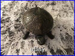 Rare Antique Brass Tortoise Clockwork Shop Desk bell. Fab Patina. Working Order