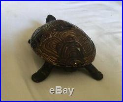 Rare Antique Brass Tortoise Clockwork Shop Desk bell. Fab Patina. Working Order