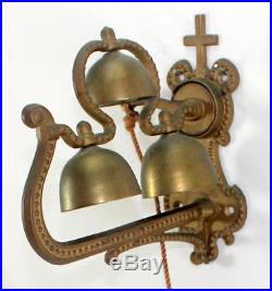 Rare Antique Church Monastery Brass Rope Pull Door Bell