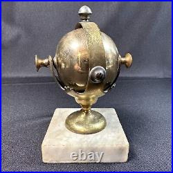 Rare Antique Globe Brass Spinning Rolling Ball Hotel Lobby Counter Call Bell