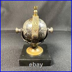 Rare Antique Globe Brass Spinning Rolling Ball Hotel Lobby Counter Call Bell