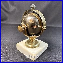 Rare Antique Globe Brass Spinning Rolling Ball Hotel Lobby Counter Call Bell