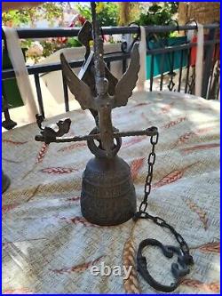 Rare Antique Heavy Brass Bell One Piece, Engraved With Words, 2.439Kg / 5Ib
