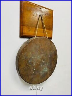 Rare Antique Original Brass Round Old Vintage Ship Gong Bell with Mallet Stick