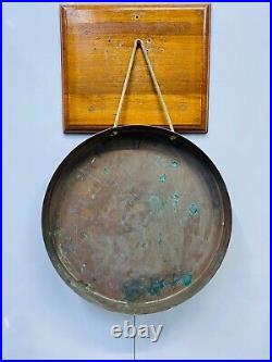 Rare Antique Original Brass Round Old Vintage Ship Gong Bell with Mallet Stick