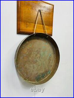 Rare Antique Original Brass Round Old Vintage Ship Gong Bell with Mallet Stick