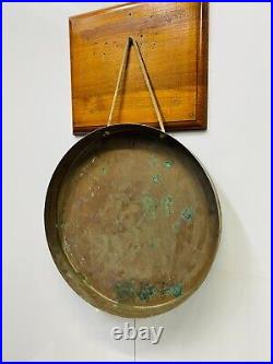 Rare Antique Original Brass Round Old Vintage Ship Gong Bell with Mallet Stick