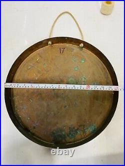 Rare Antique Original Brass Round Old Vintage Ship Gong Bell with Mallet Stick