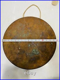 Rare Antique Original Brass Round Old Vintage Ship Gong Bell with Mallet Stick