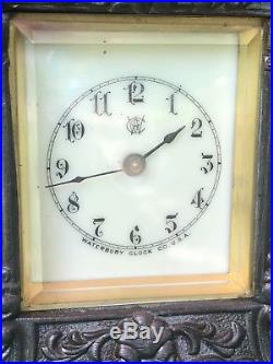 Rare Antique Ornate Waterbury Carriage Clock With Bell Alarm C1890