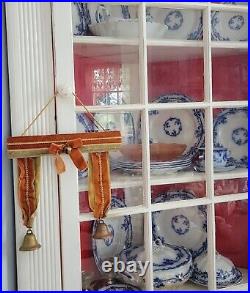 Rare Antique Victorian Velvet Shopkeeper Door Hanging Brass Bells Store Ornament