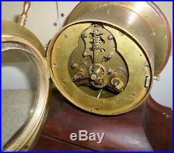 Rare Antique Waterbury USA Ships Wheel & Bell 8 Day Brass & Wood Mantel Clock