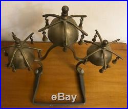 Rare HTF Antique 1800s Brass Horse Sleigh Bells Horse Drawn Carriage Door Chim