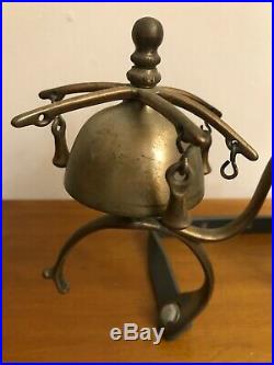 Rare HTF Antique 1800s Brass Horse Sleigh Bells Horse Drawn Carriage Door Chim