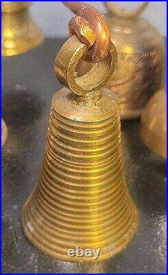 Rare Heavy Brass Religious Bell Cluster with 6 Bells & Copper Handle Sarna Bells