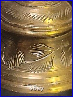 Rare Heavy Brass Religious Bell Cluster with 6 Bells & Copper Handle Sarna Bells