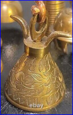 Rare Heavy Brass Religious Bell Cluster with 6 Bells & Copper Handle Sarna Bells