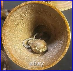 Rare Heavy Brass Religious Bell Cluster with 6 Bells & Copper Handle Sarna Bells
