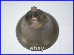 Rare Primitive Heavy Antique Brass Ships / Mission / School / Church Bell