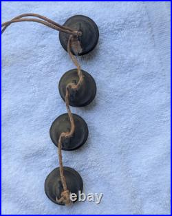 Rare Rope String 4 Vtg Brass Etched Indian Elephant Claw Bells Door Decor 14l Rare Rope String 4 Vtg Brass Etched Indian Elephant Claw Bells Door Decor 14l