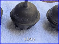 Rare Rope String 4 Vtg Brass Etched Indian Elephant Claw Bells Door Decor 14l