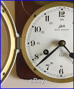 Rare SCHATZ ROYAL MARINER Ship's Nautical Open Bell Clock, Brass withChrome-Bezel