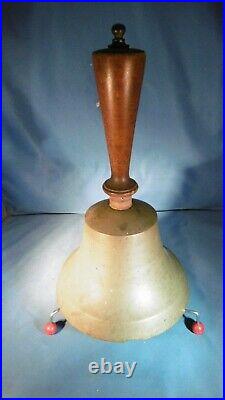 Rare Vintage Antique Brass School Hand Bell USA Air Raid Nautical Survival