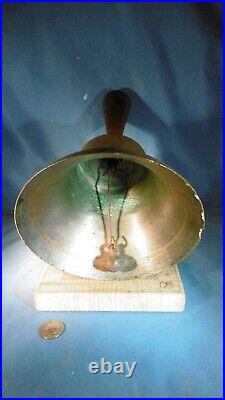 Rare Vintage Antique Brass School Hand Bell USA Air Raid Nautical Survival