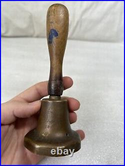 Rare Vintage Old Brass Handmade Table Dinner Chimes School Bell Etched Eagle