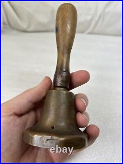Rare Vintage Old Brass Handmade Table Dinner Chimes School Bell Etched Eagle