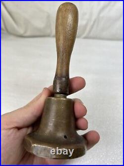 Rare Vintage Old Brass Handmade Table Dinner Chimes School Bell Etched Eagle