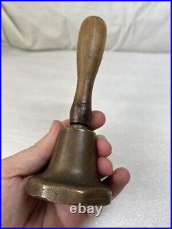 Rare Vintage Old Brass Handmade Table Dinner Chimes School Bell Etched Eagle