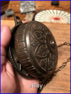 Rare Vintage Pull Chain Door Bell Cast Iton Brass 1874 Eastlake Victorian
