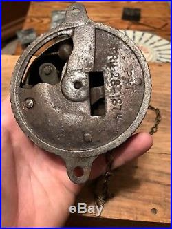 Rare Vintage Pull Chain Door Bell Cast Iton Brass 1874 Eastlake Victorian