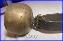 Rare antique handmade 19th century 1800's nickel plated brass leather cow bell