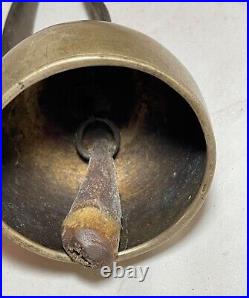 Rare antique handmade 19th century 1800's nickel plated brass leather cow bell