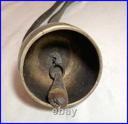Rare antique handmade 19th century 1800's nickel plated brass leather cow bell