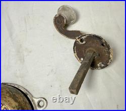 Rare antique patented 1867 brass crank hand wind front door bell 19th century