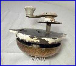Rare antique patented 1867 brass crank hand wind front door bell 19th century