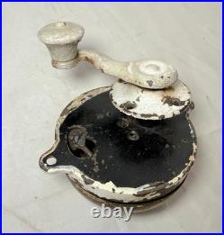 Rare antique patented 1867 brass crank hand wind front door bell 19th century