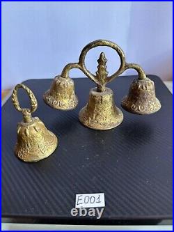 Rare heavy brass religious bell with 4 bells