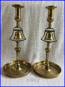 Rare pair of 19th Century Brass Tavern Candlestick With Bell