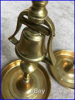 Rare pair of 19th Century Brass Tavern Candlestick With Bell